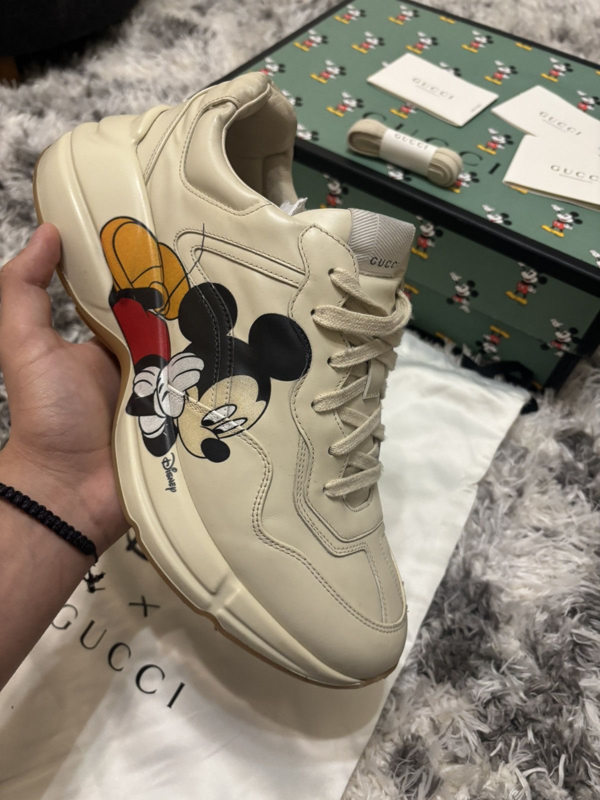 Gucci New Super Rare Gucci x Mickey Mouse Rhyton Leather Sneaker Size US 9 / EU 42 - 5 Thumbnail