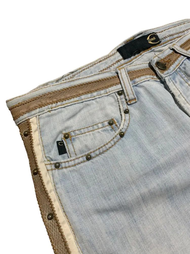 Just Cavalli Vintage Cavalli studded punk leather taped snake skin denim Size US 31 - 6 Thumbnail