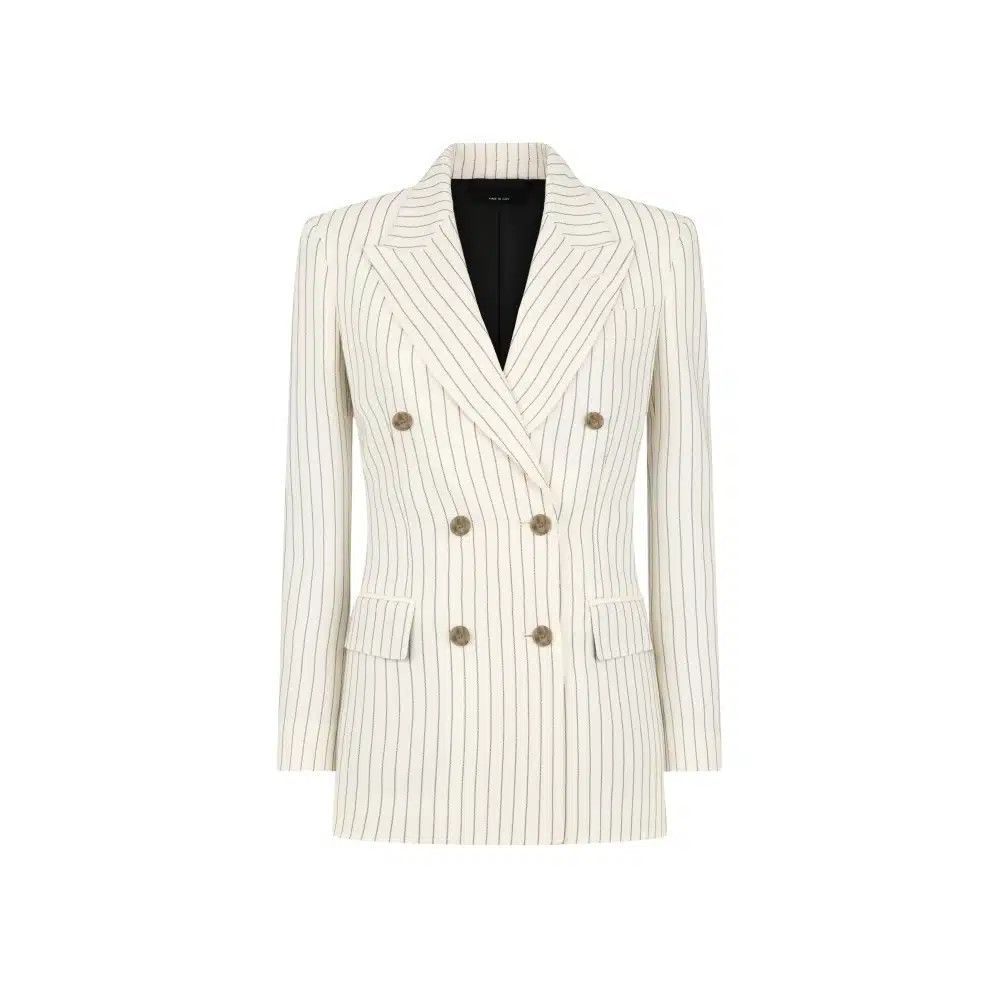 Tom Ford o1loc1c0425 GI2971 Wallis Double Breasted Jacket in White Size M / US 6-8 / IT 42-44 - 1 Thumbnail