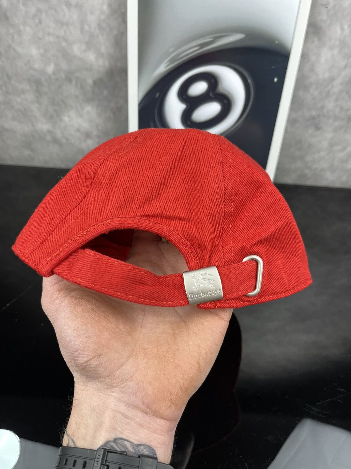 Burberry Vintage 80s Burberrys of London Red Crest Logo Baseball Cap Size ONE SIZE - 2 Thumbnail