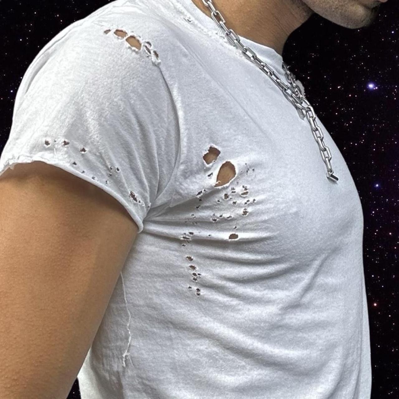 Hanes ASTROBOI* x Hanes White Ripped Grunge T-shirt - Medium Size US M / EU 48-50 / 2 - 5 Thumbnail