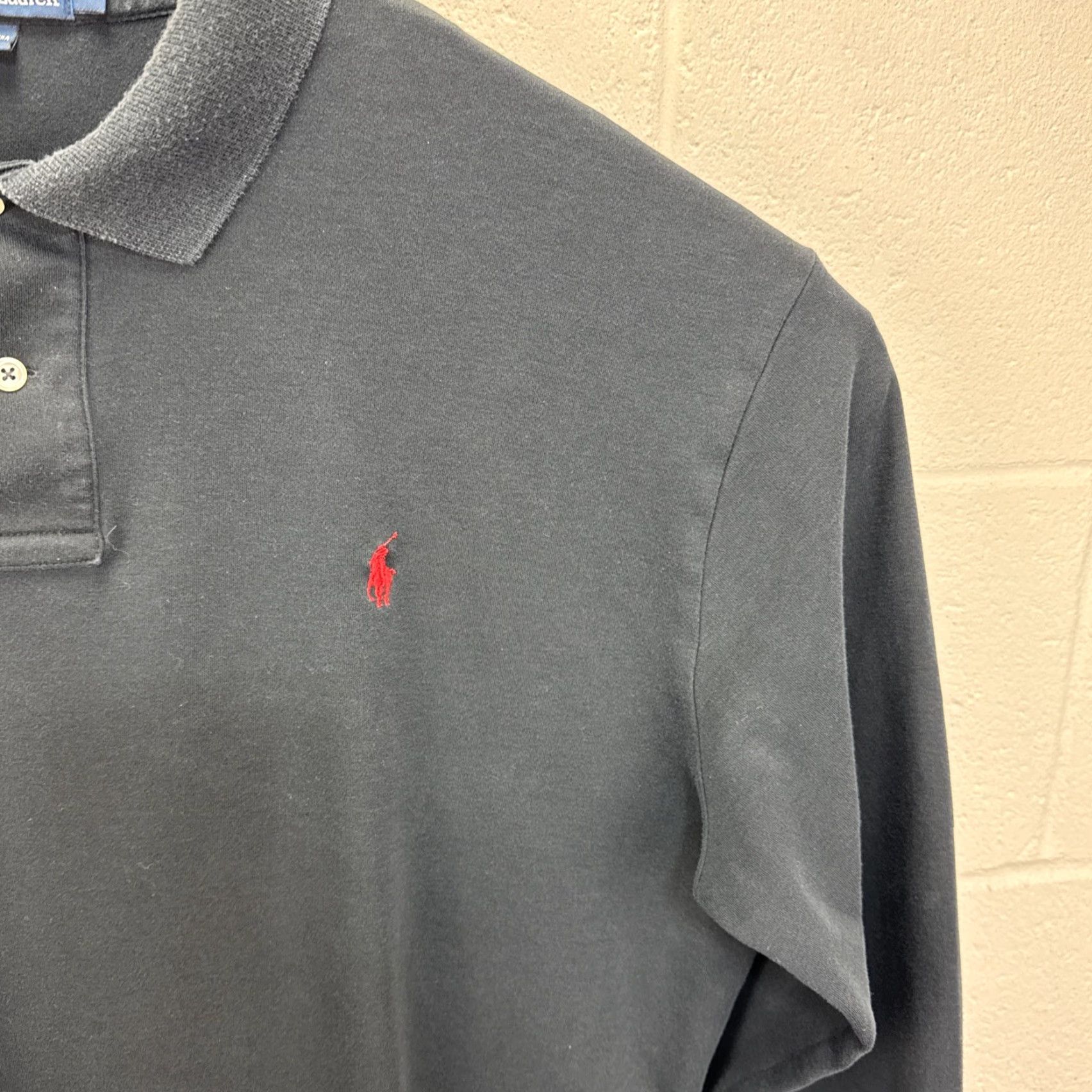 Ralph Lauren VINTAGE Polo Ralph Lauren Long Sleeve Polo Shirt Black Mens XL Red Pony Button Size US XL / EU 56 / 4 - 6 Thumbnail