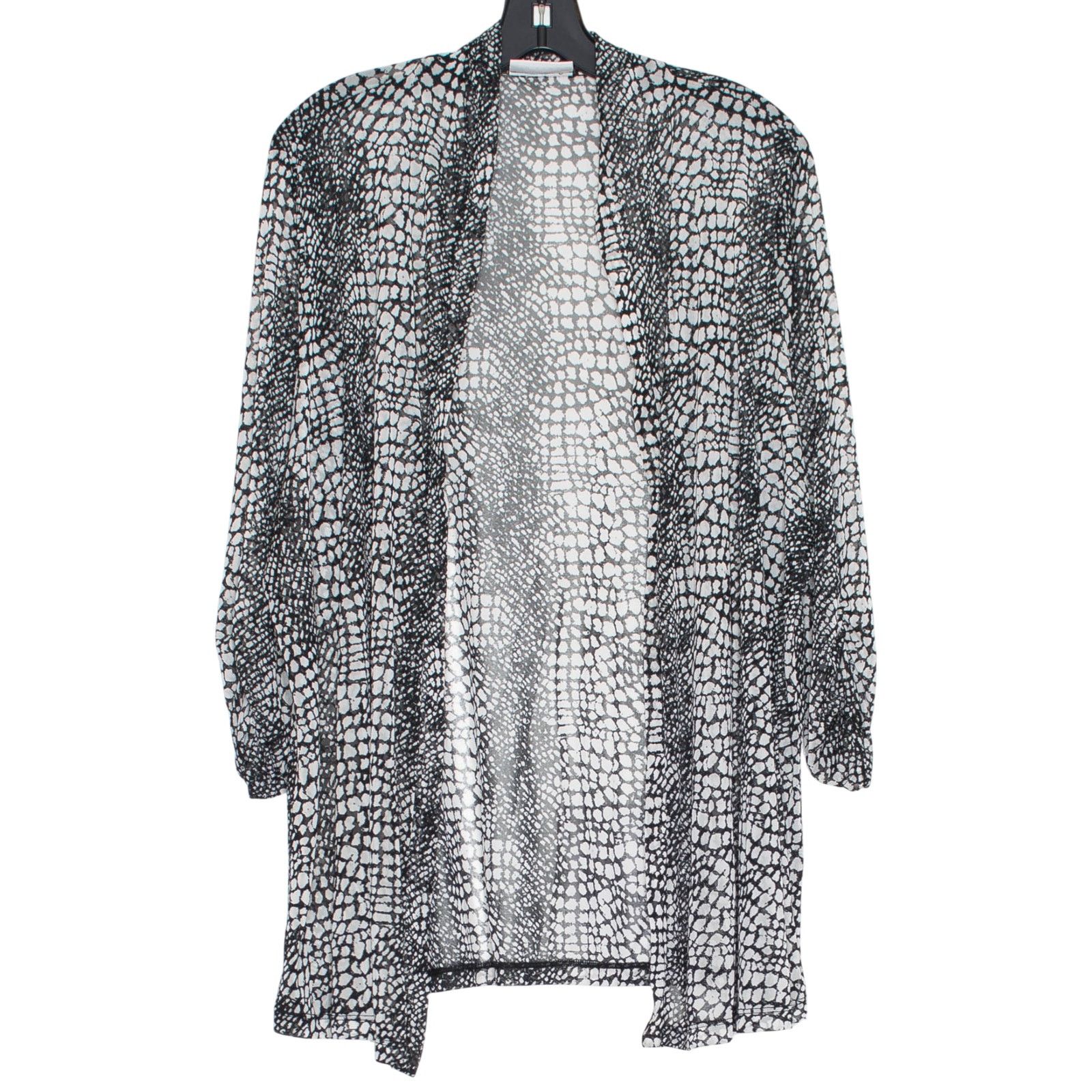 Other Susan Graver Sheer Cardigan Black White Plus 2X Open Front Size XXL / US 16-18 / IT 52-54 - 1 Thumbnail