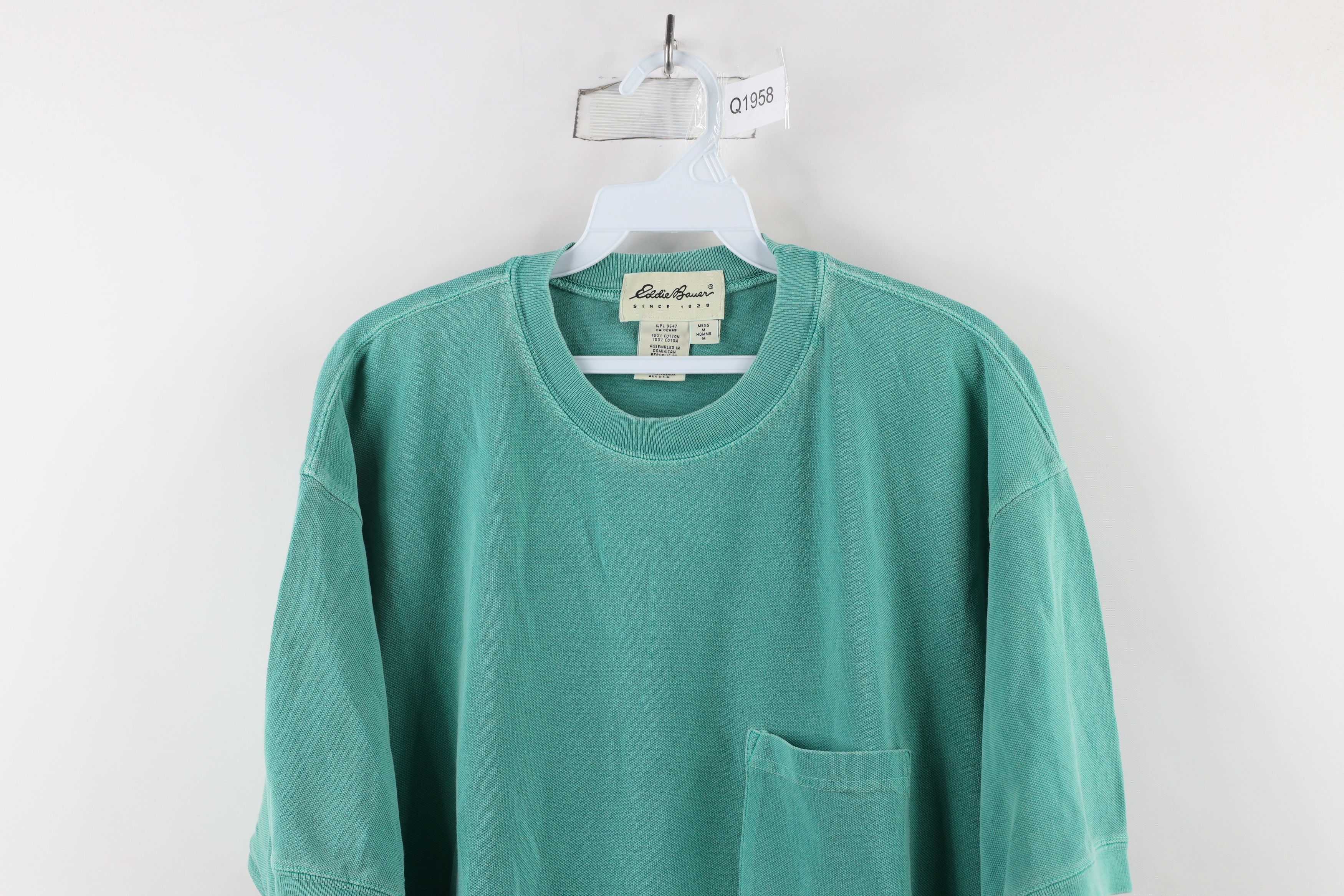 Eddie Bauer × Vintage Vintage 90s Eddie Bauer Blank Baggy Fit Pocket T-Shirt Teal Size US M / EU 48-50 / 2 - 2 Thumbnail