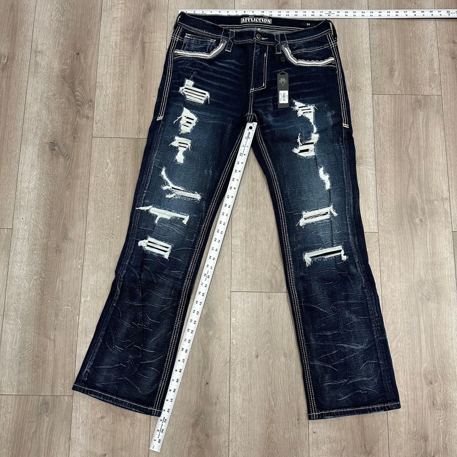 Affliction New Affliction Blake Baron Straight Denim Jeans size 34 B20 Size US 34 / EU 50 - 4 Thumbnail