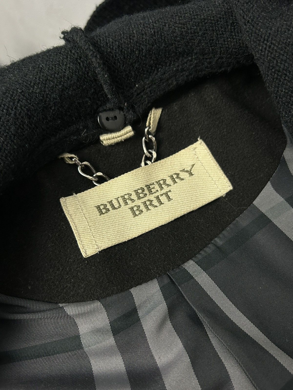 Burberry Burberry Brit Wool Coat Black Women’s Double Breasted Knit Size XL / US 12-14 / IT 48-50 - 10 Thumbnail