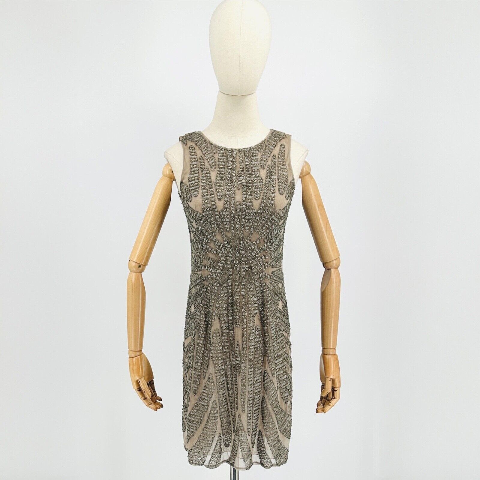 Other Vintage Y2K Farah Khan Silver Beaded Sequin Cocktail Dress Size S / US 4 / IT 40 - 1 Thumbnail