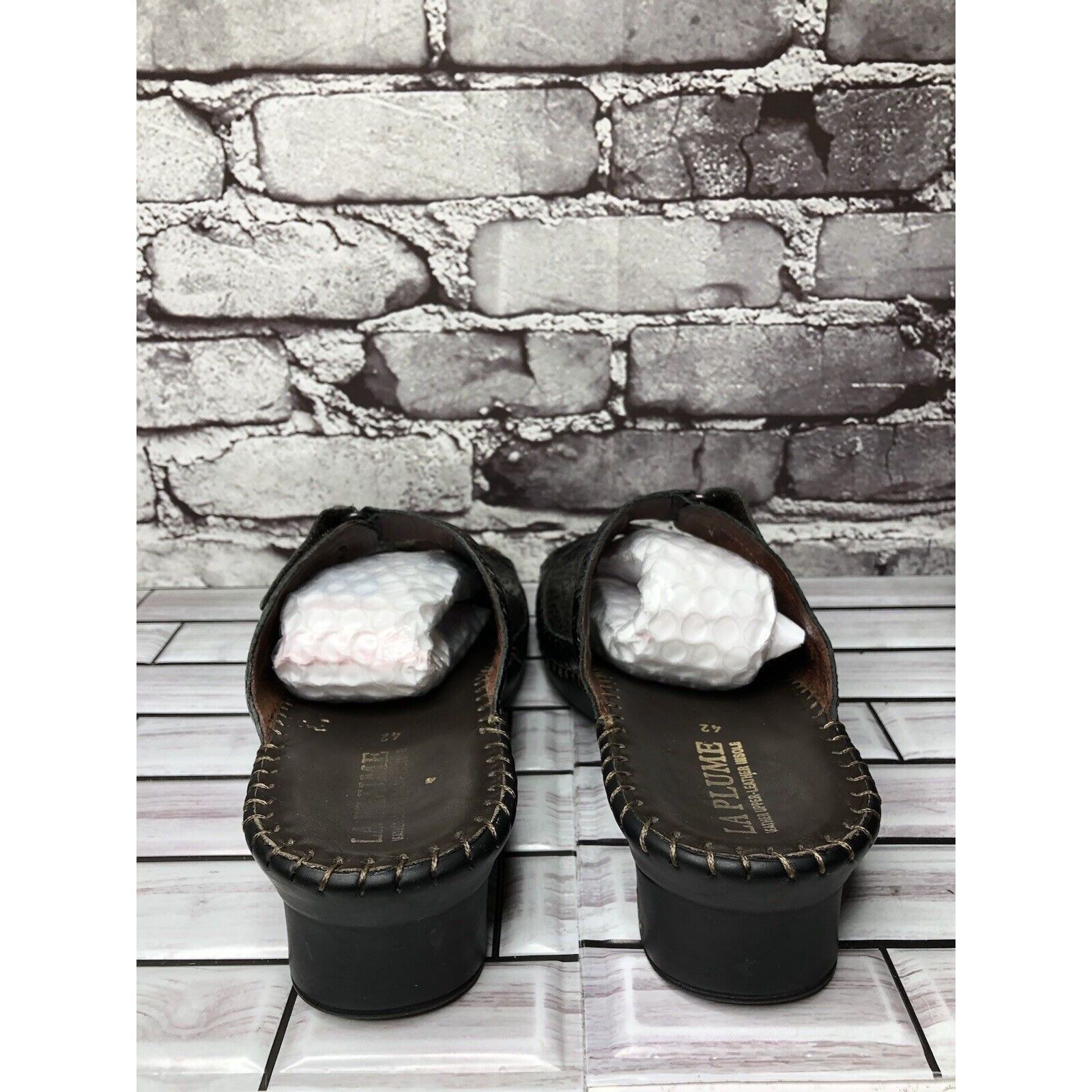 Other LA PLUME Jen Brown Patent Leather Strap Slide Wedge Sandals Size US 11 / IT 41 - 3 Thumbnail