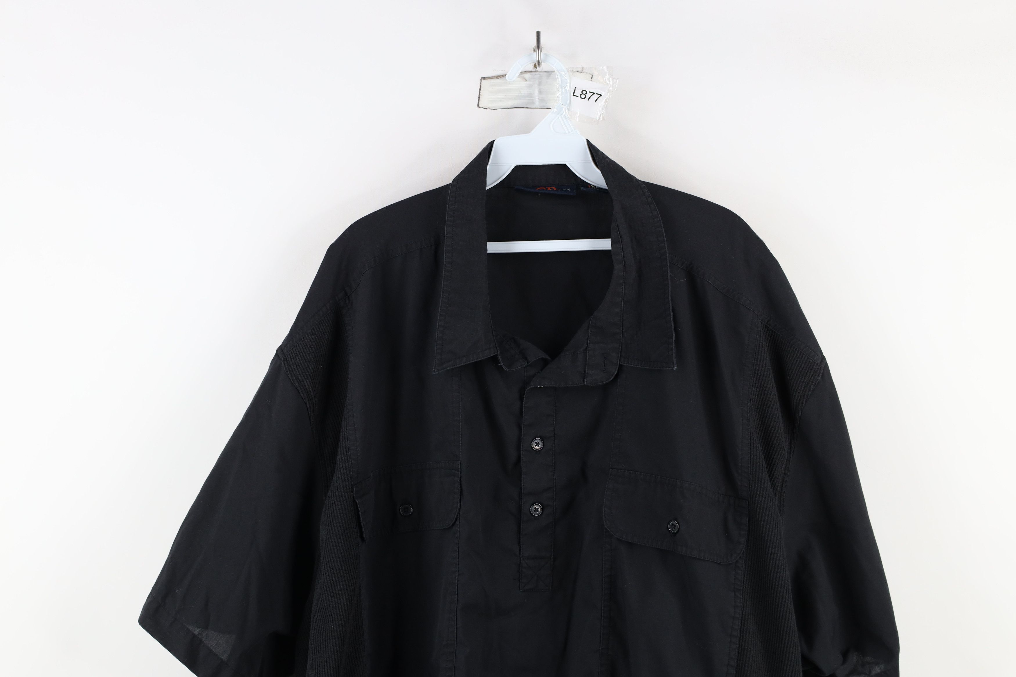Vintage Vintage 90s Streetwear Ribbed Knit Pullover Polo Shirt Black Size US XXL / EU 58 / 5 - 2 Thumbnail