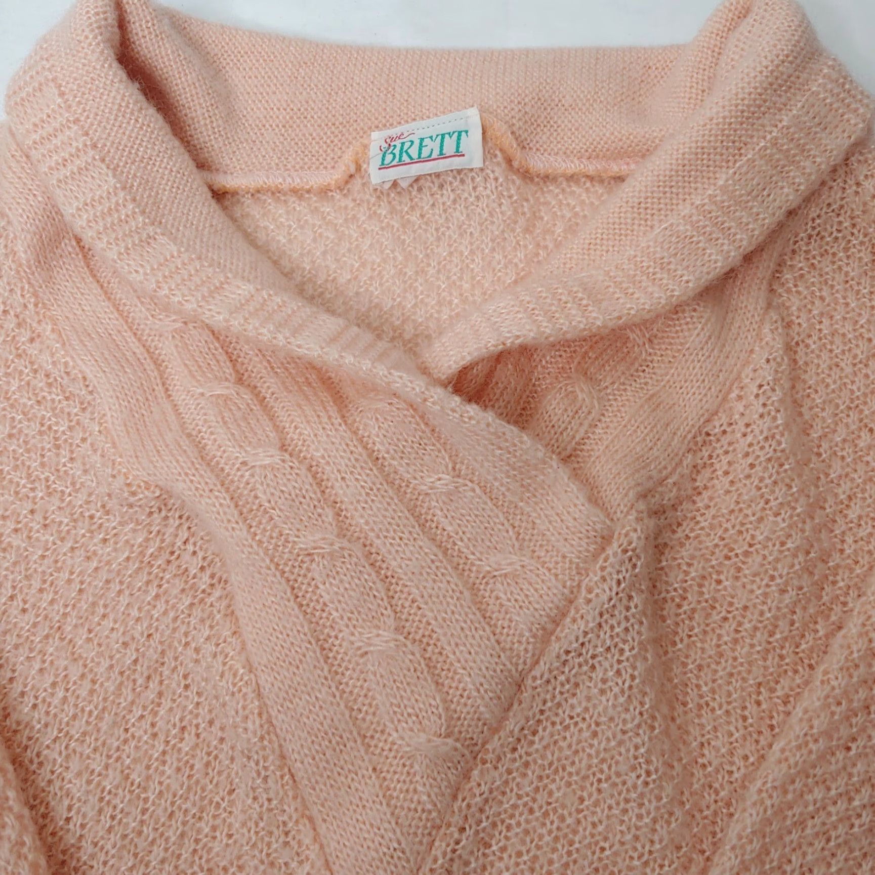 Vintage VINTAGE Sue Brett Sweater Medium Peach Pullover Shawl Collar 1980s Womens Size M / US 6-8 / IT 42-44 - 5 Thumbnail