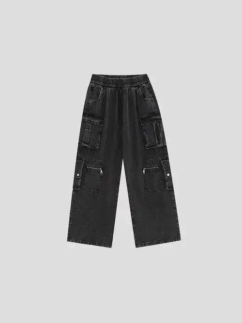 VIBE Wide Leg Cargo Gray Denim Jeans Size US 28 / EU 44 - 4 Thumbnail