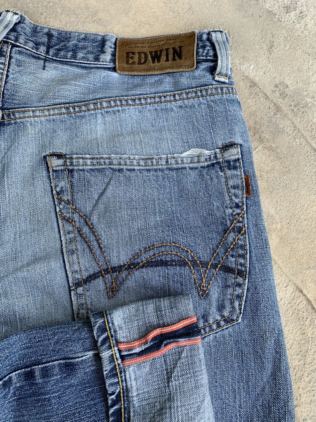 Edwin × Vintage Edwin 505V Selvedge Distressed Denim Size US 37 - 3 Thumbnail