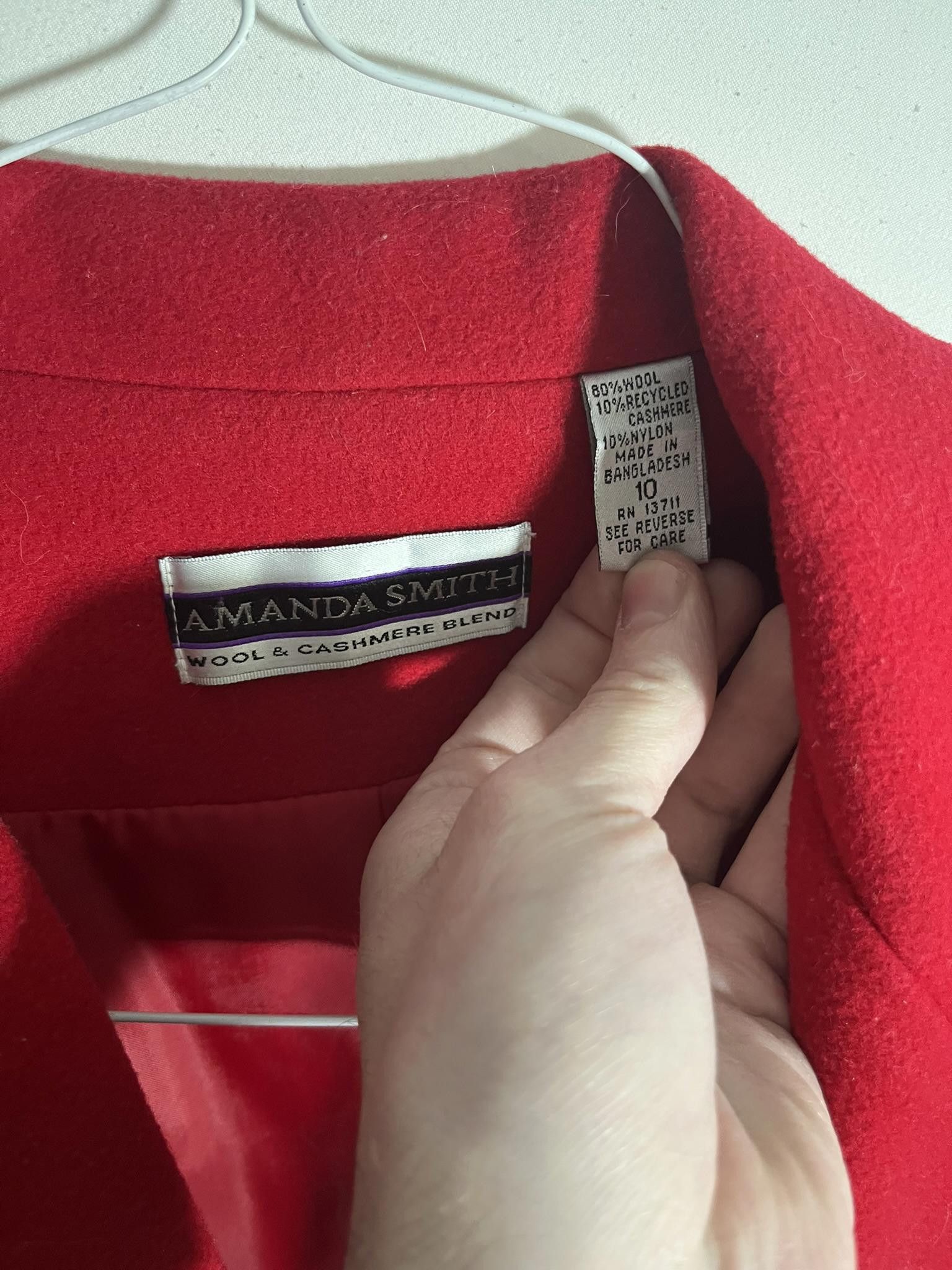 Designer Amanda Smith Red Wool & Cashmere Blend Blazer Size L / US 10 / IT 46 - 2 Thumbnail