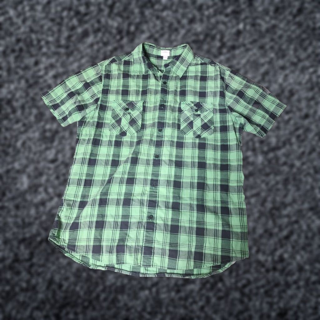 Hang Ten Hang Ten Mens XL Green Plaid Short Sleeve Button Up Shirt Western Style Cotton Size US XL / EU 56 / 4 - 1 Thumbnail