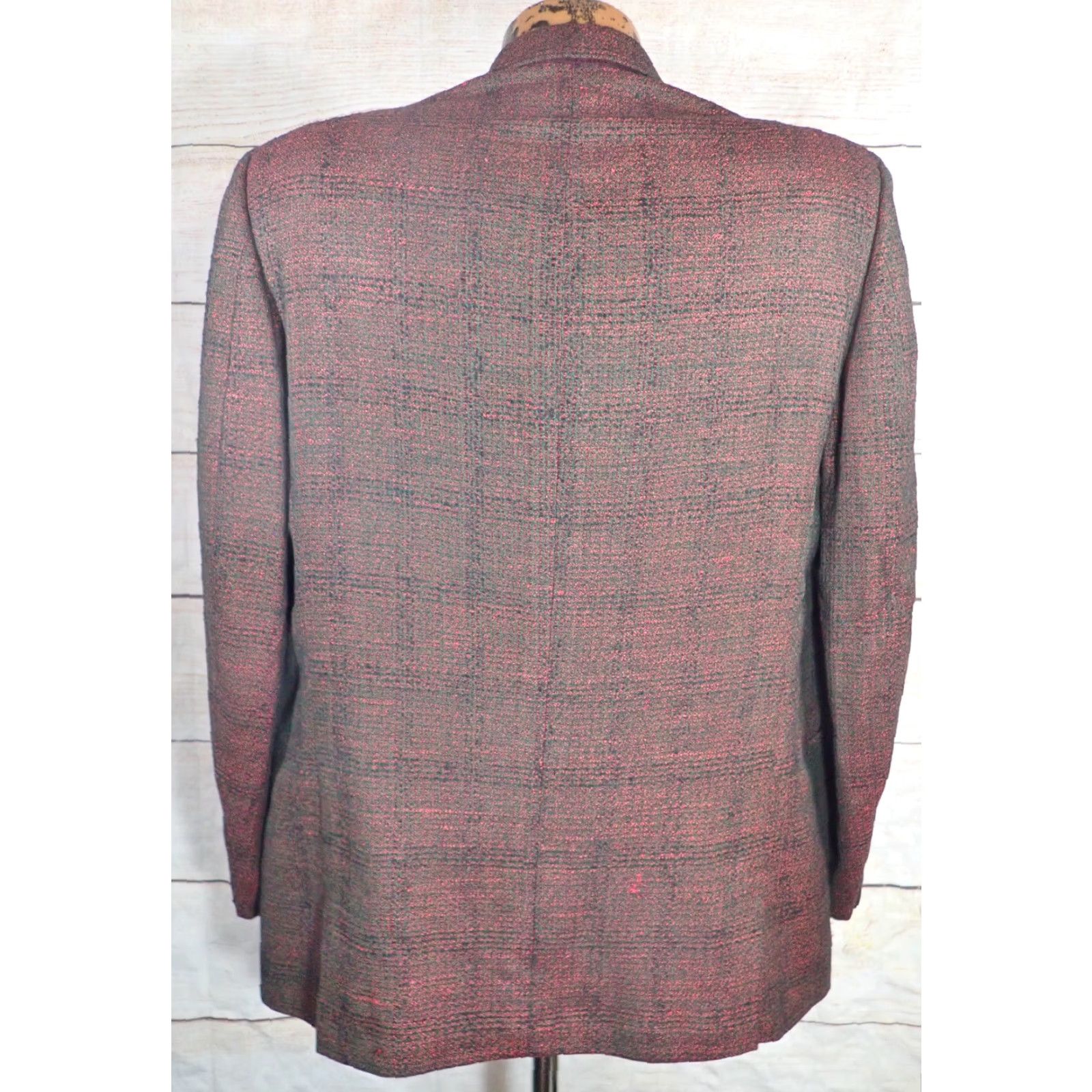 Vintage VINTAGE Kuppenheimer Blazer Mens 40 Red Black Green Check Plaid Wool 2-Button Blazer Size 40R - 5 Thumbnail