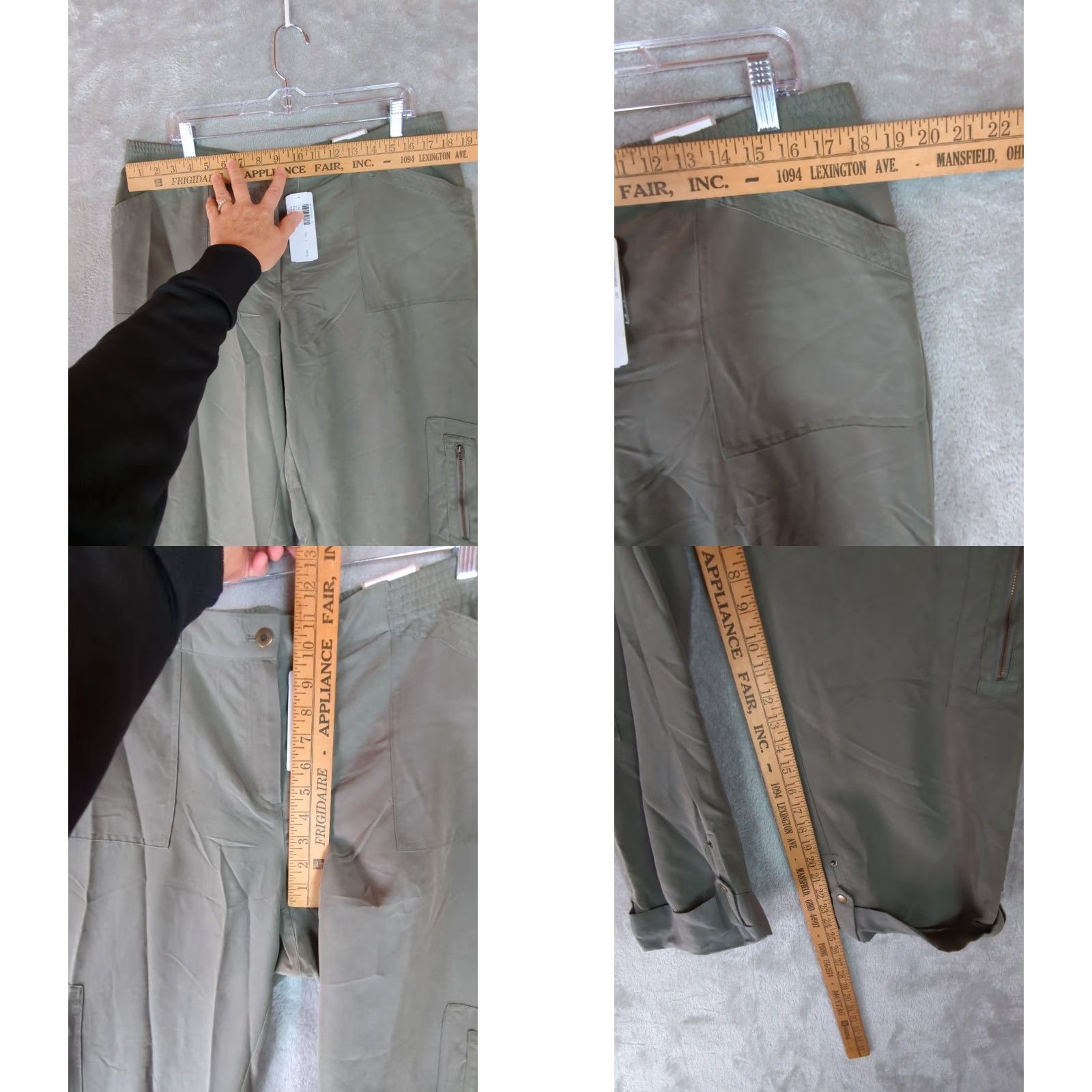 Vintage Chicos Cargo Utility Olive Green Roll Tab Crop Ankle Minimalist Pants 16 Regular Wide Leg? Size 38" / US 16 / IT 52 - 8 Thumbnail