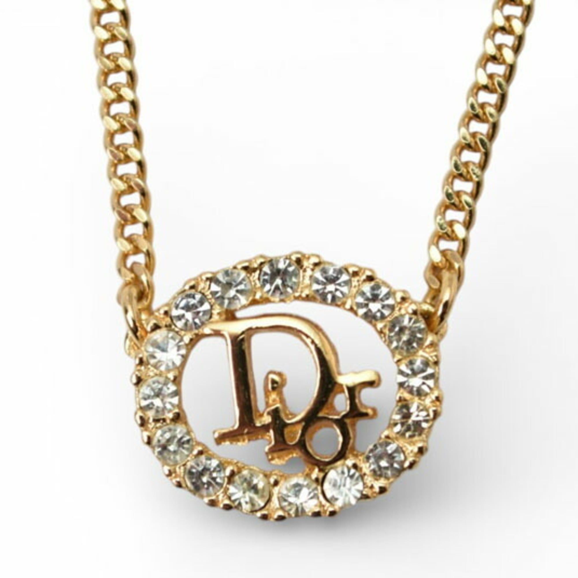 Dior Christian Dior necklace, rhinestone, gold. Size ONE SIZE - 1 Thumbnail