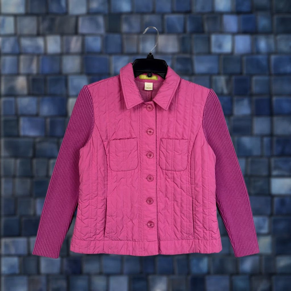 Pinko Sigrid Olsen Jacket Womens Petite S Pink Quilted Knit Shacket Shirt Size S / US 4 / IT 40 - 1 Thumbnail