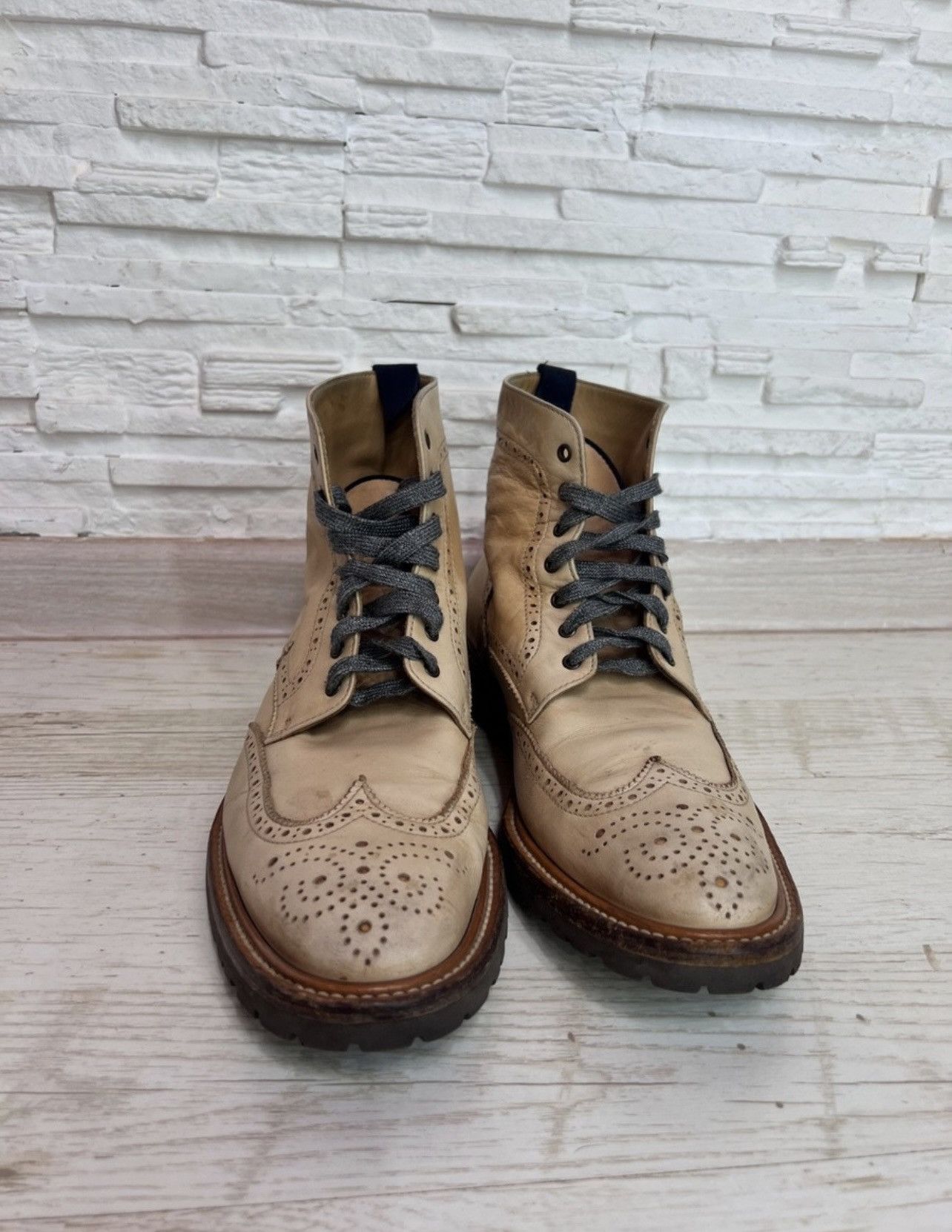 Brunello Cucinelli Brunello Cucinelli Leather Derby Boots Beige 26.5 cm Size US 10 / IT 40 - 2 Thumbnail