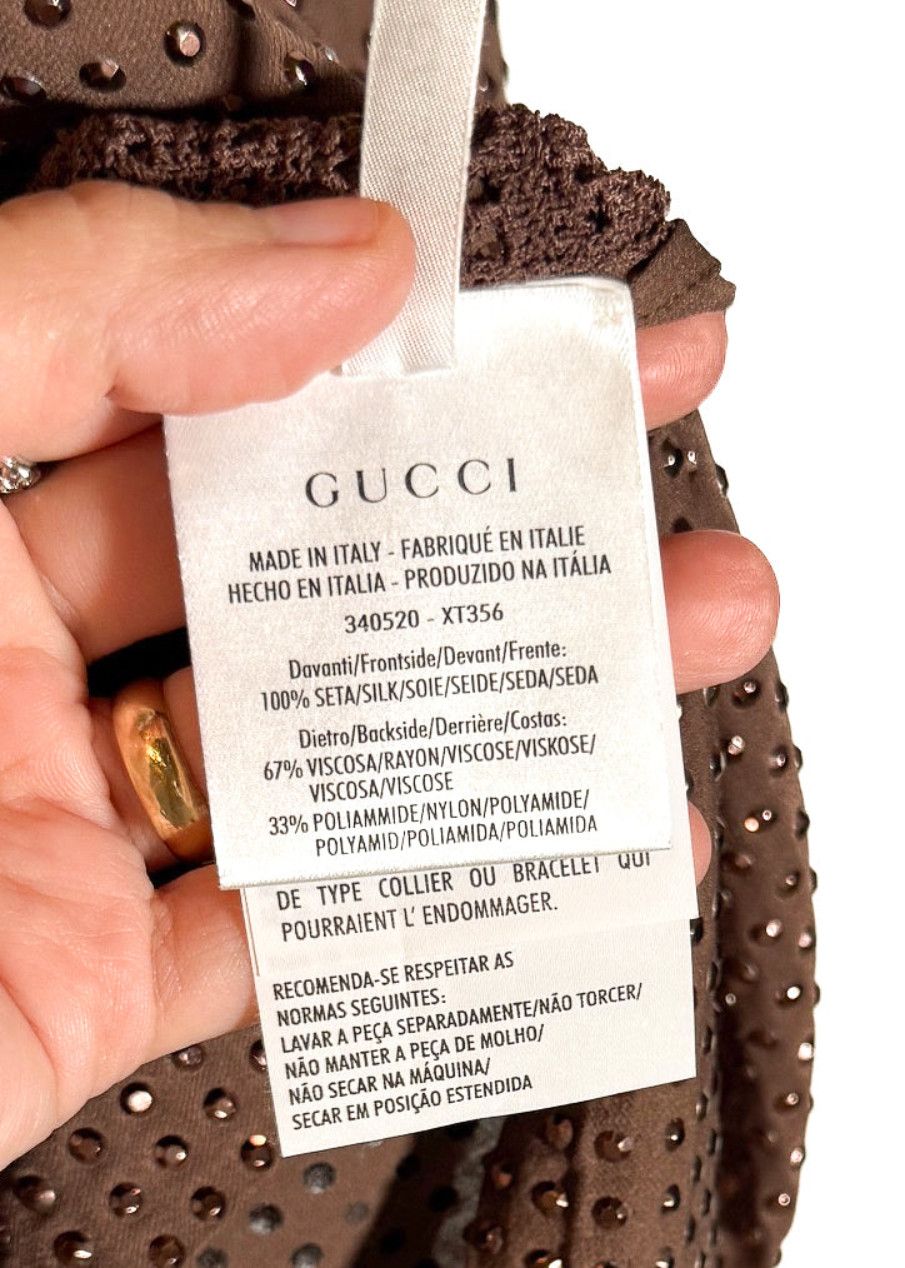 Gucci Gucci Brown Metallic Studs Embellished Silk Tank Top Size S / US 4 / IT 40 - 7 Thumbnail