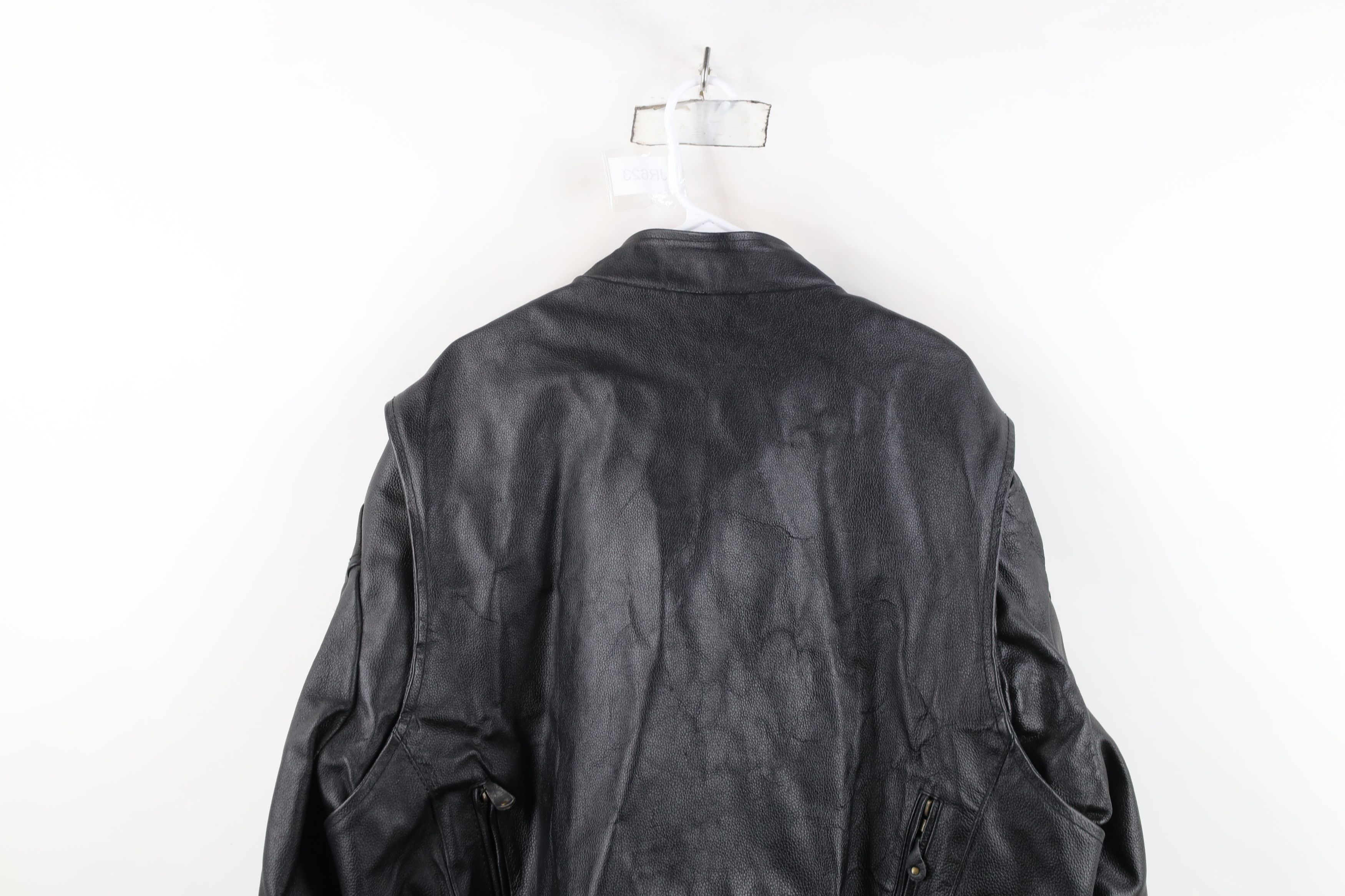 Vintage Vintage 90s Streetwear Lined Heavy Leather Motorcycle Jacket Size US XXL / EU 58 / 5 - 14 Thumbnail