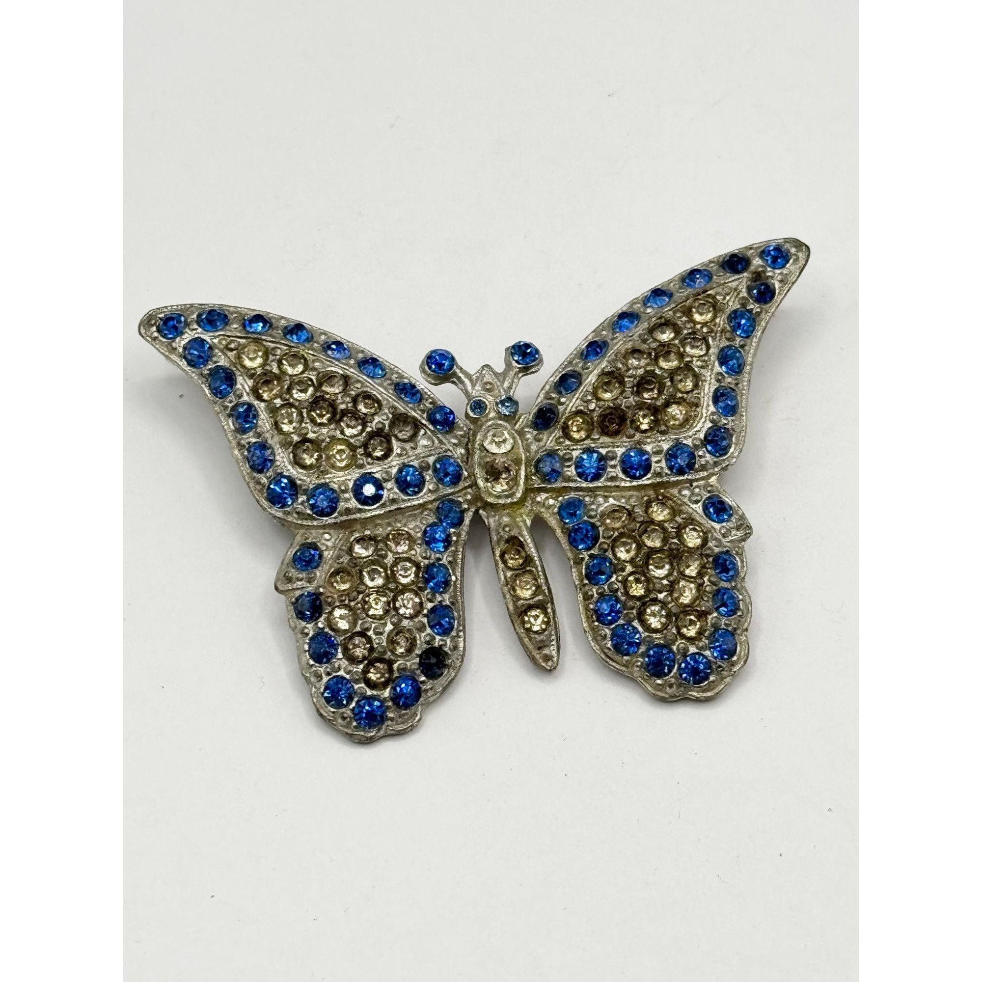 Vintage Art deco rhinestone blue butterfly vintage brooch pin Size ONE SIZE - 2 Thumbnail
