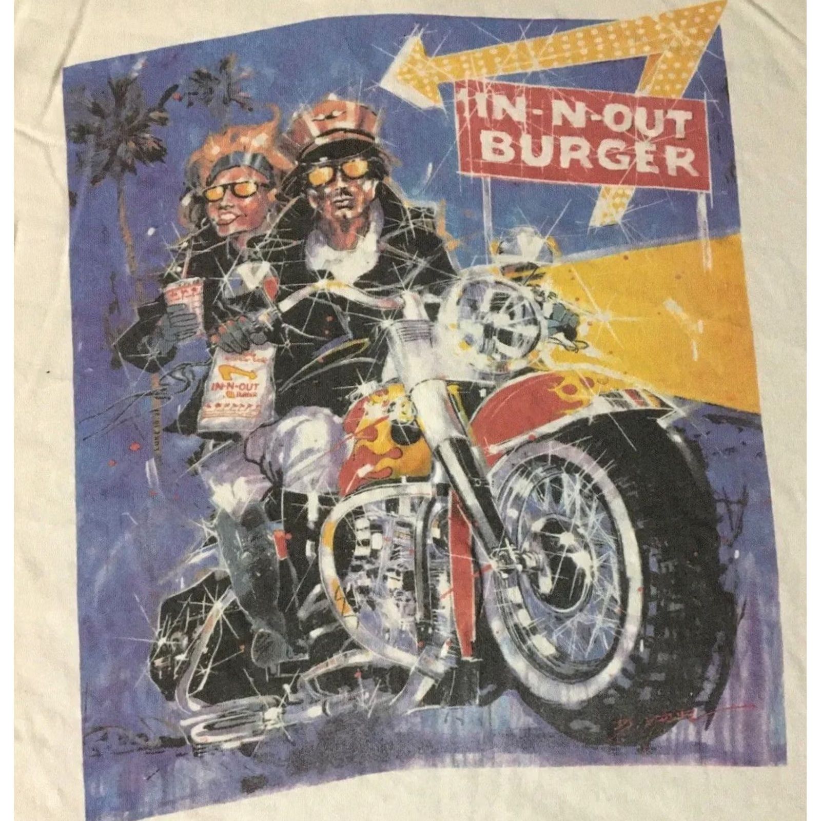 Vintage VINTAGE In N Out Burger Shirt 2XL T-Shirt Men White 90s 80s Biker Grunge Fast Food Art Distressed Powdered Distress Slogan/Logo Size US XXL / EU 58 / 5 - 3 Thumbnail
