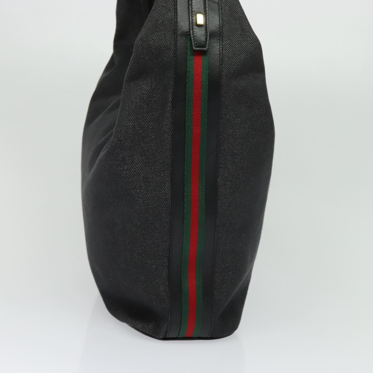 Gucci GUCCI Web Sherry Line Shoulder Bag Canvas Black Gold Size ONE SIZE - 4 Thumbnail