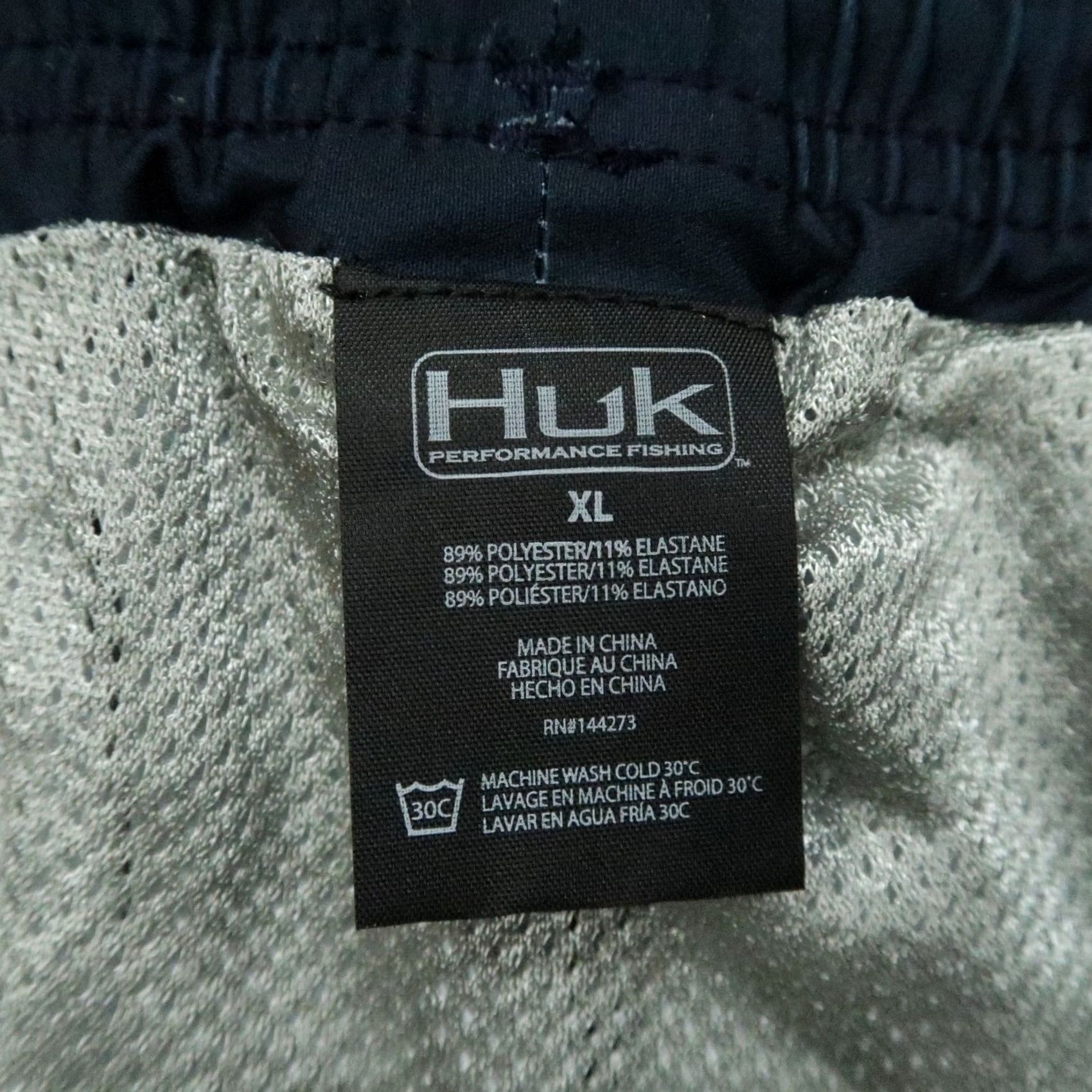 Vintage Huk Shorts Mens XL Blue Tie Dye Above The Knee Fishing Stretch Lined Size US 36 / EU 52 - 2 Thumbnail