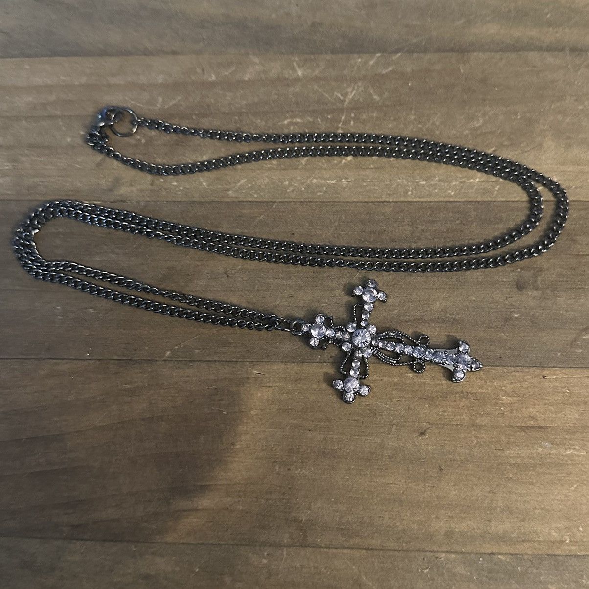 Other Gunmetal rhinestone cross pendant necklace Size ONE SIZE - 2 Thumbnail
