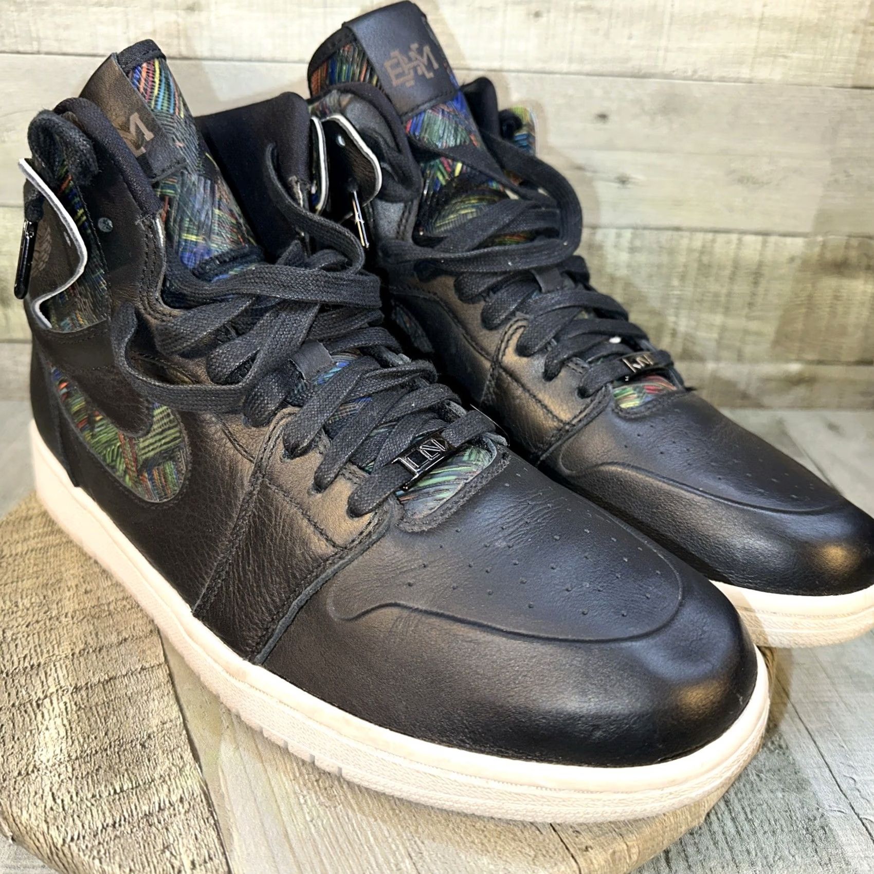Jordan Brand Jordan Air Jordan 1 Retro High Nouveau BHM 2016 Black High Top Men's Leather Shoes Sneaker Basketball Lace Up Rubber Outsole 11.5 US 42 EU Size US L / EU 52-54 / 3 - 2 Thumbnail