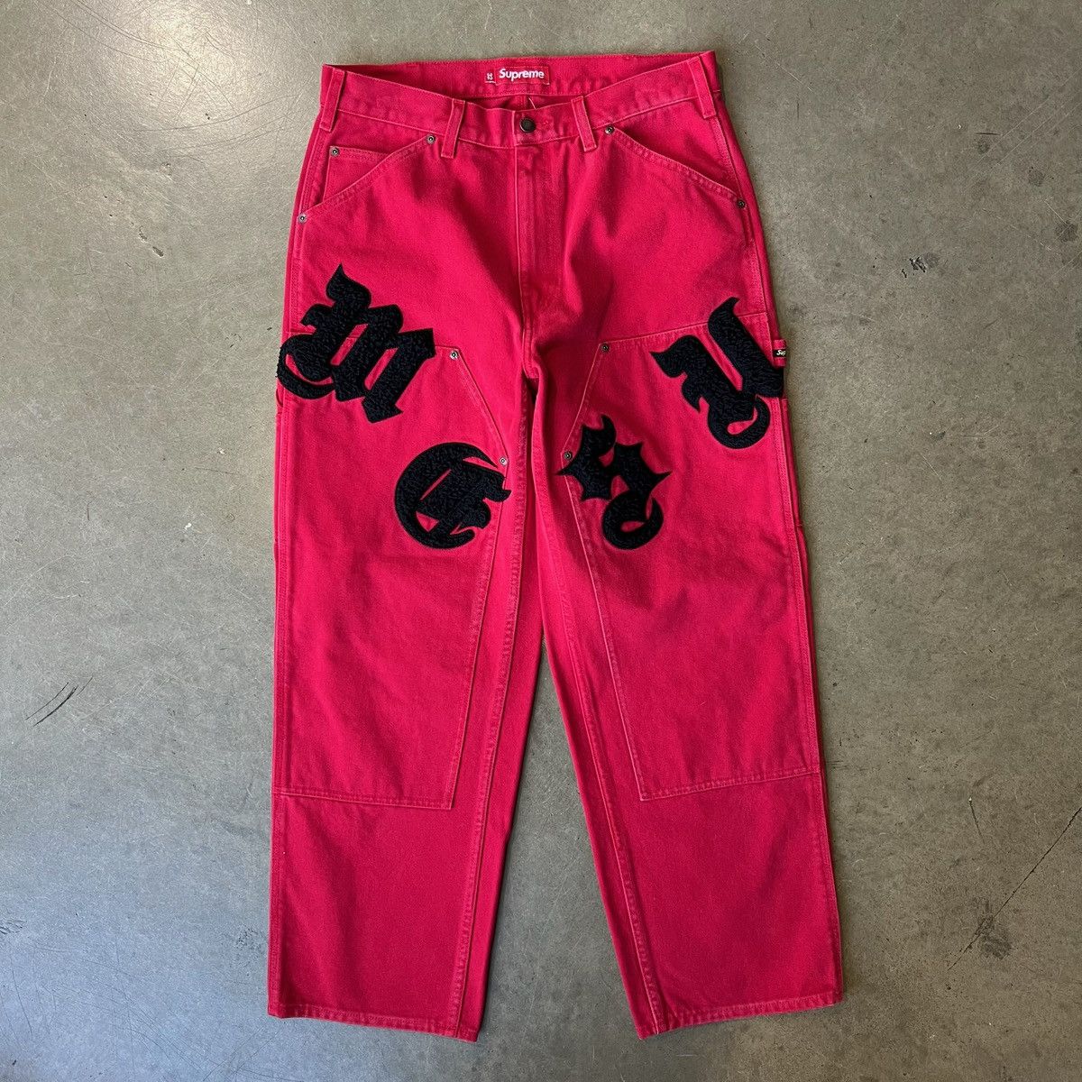 Supreme Supreme Old English Canvas Double Knee Painter Pant ‘Red’ Size US 32 / EU 48 - 1 Thumbnail