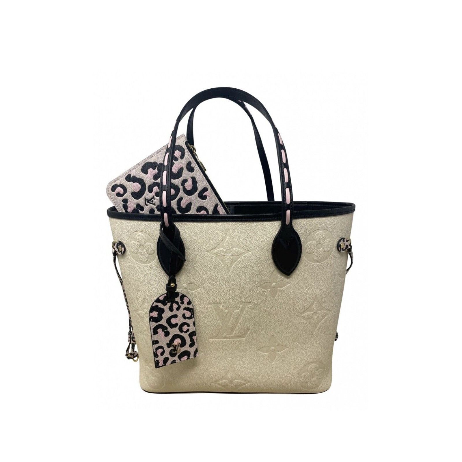 Louis Vuitton Louis Vuitton Neverfull Tote MM Ivory Leather Size ONE SIZE - 2 Thumbnail
