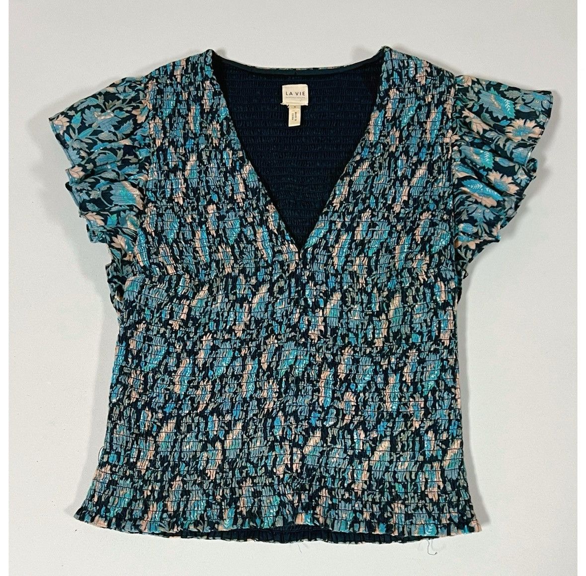Rebecca Taylor La Vie Rebecca Taylor Blue Floral Shirt Top Blouse Size S 💙✨ Size S / US 4 / IT 40 - 1 Thumbnail