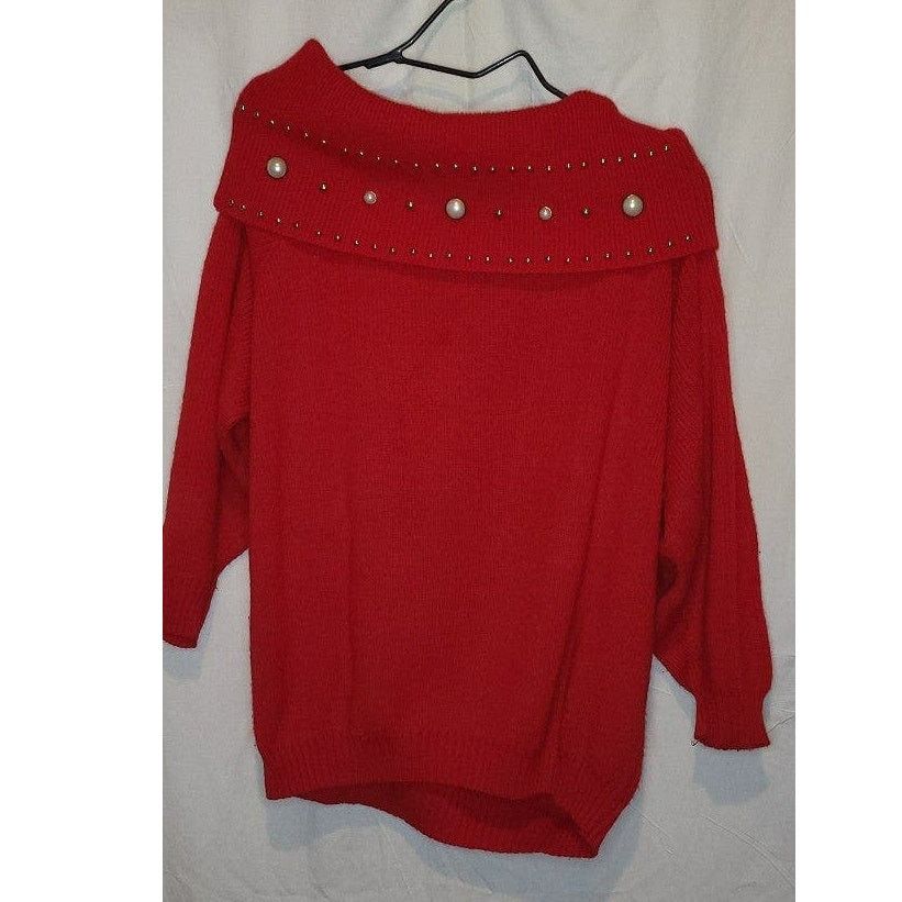 Other Marliu Exclusive New York Red Pearl WideNeck Sweater Size XL Size XL / US 12-14 / IT 48-50 - 1 Thumbnail
