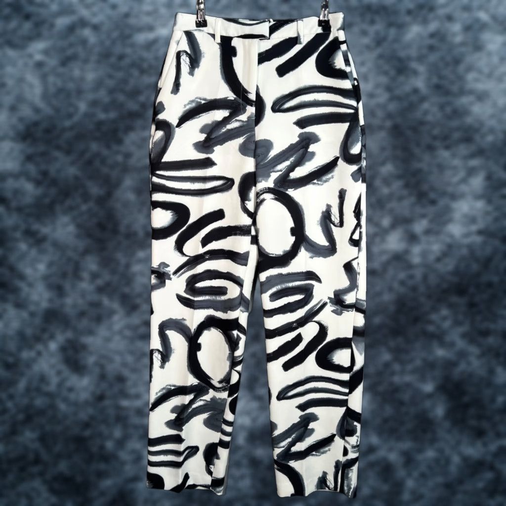 Vintage NA-KD Womens 36 Black & White Printed Straight Leg Pants Size 26" / US 2 / IT 38 - 1 Thumbnail