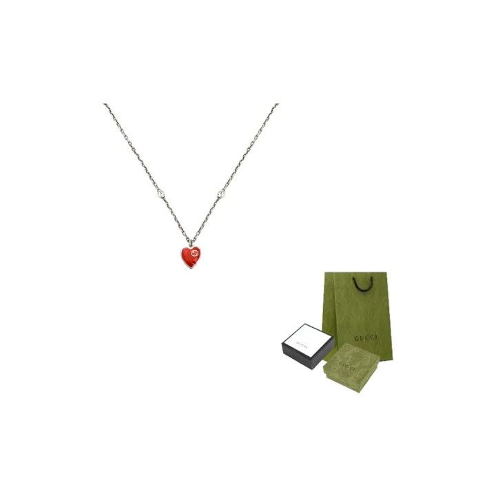 Gucci Gucci Heart Pendant Silver Necklace Size ONE SIZE - 1 Thumbnail
