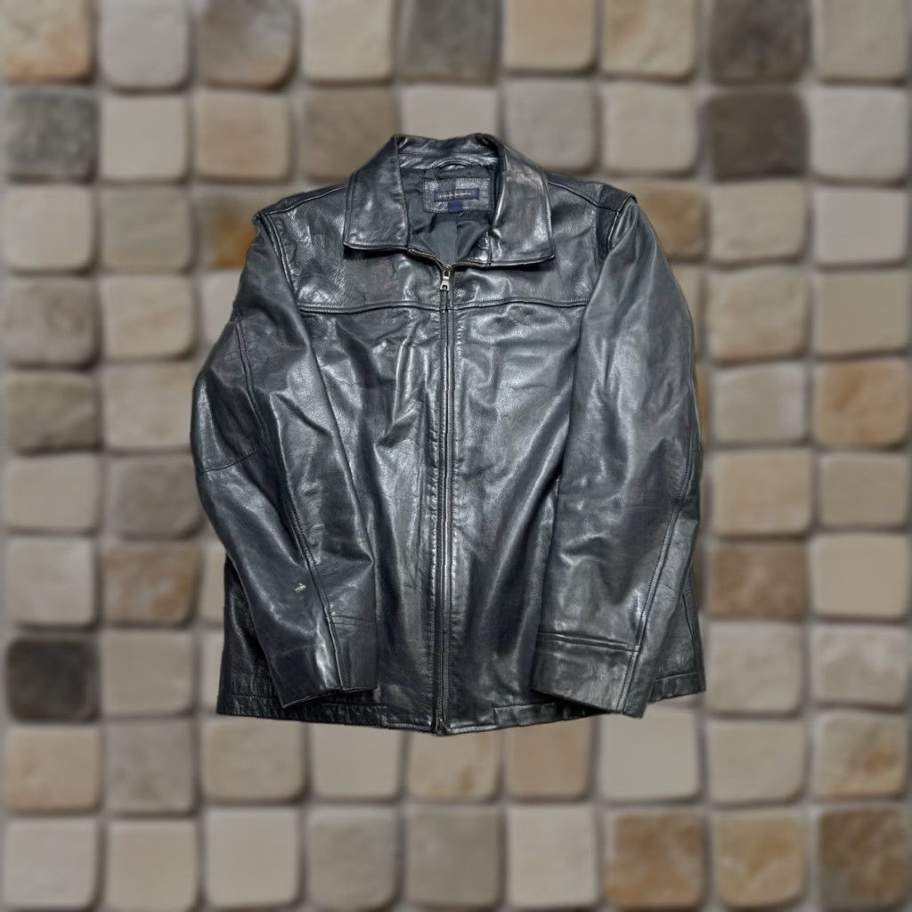 Banana Republic VINTAGE Banana Republic Jacket Men L Black Leather Bomber Full Zip - Casual, Regular Fit, Heavy Size US L / EU 52-54 / 3 - 1 Thumbnail