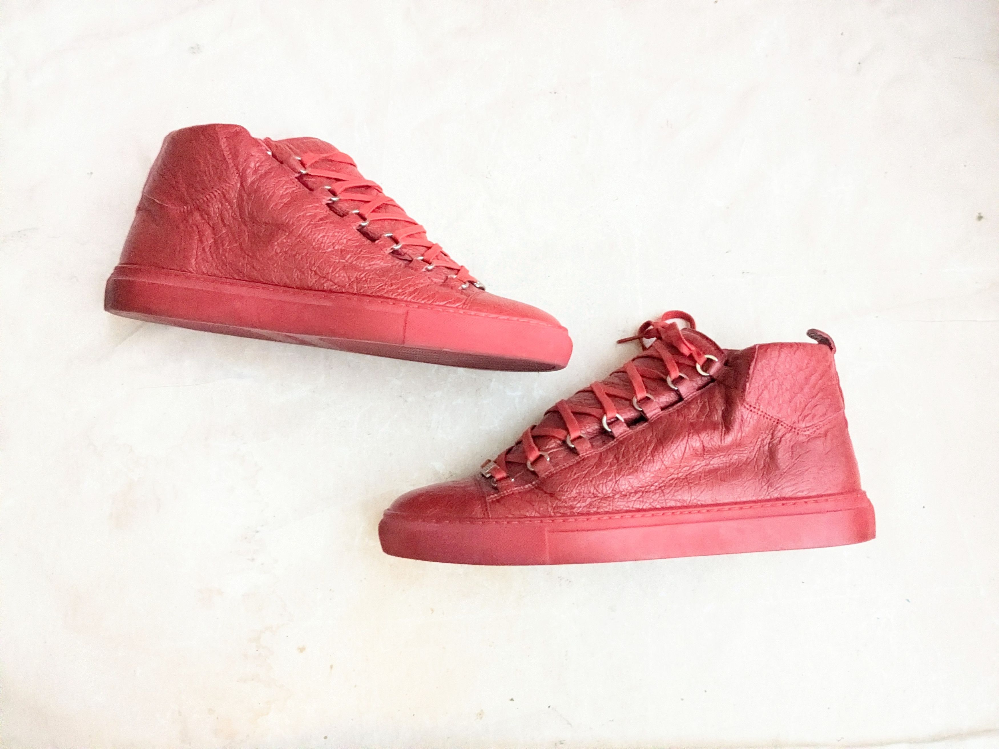 Balenciaga Arena Red 13 High Tops Leather