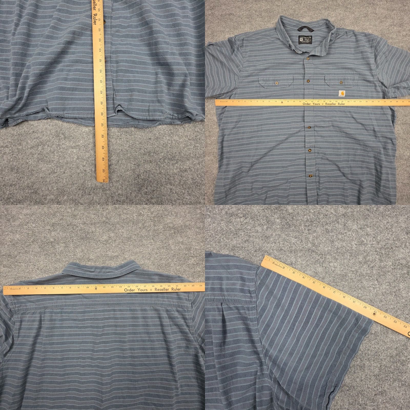 Carhartt Carhartt Men's Loose Fit Striped Button-Up Shirt 4XL Blue Carhartt Force Workwear Casual Shirt Size US XXL / EU 58 / 5 - 8 Thumbnail