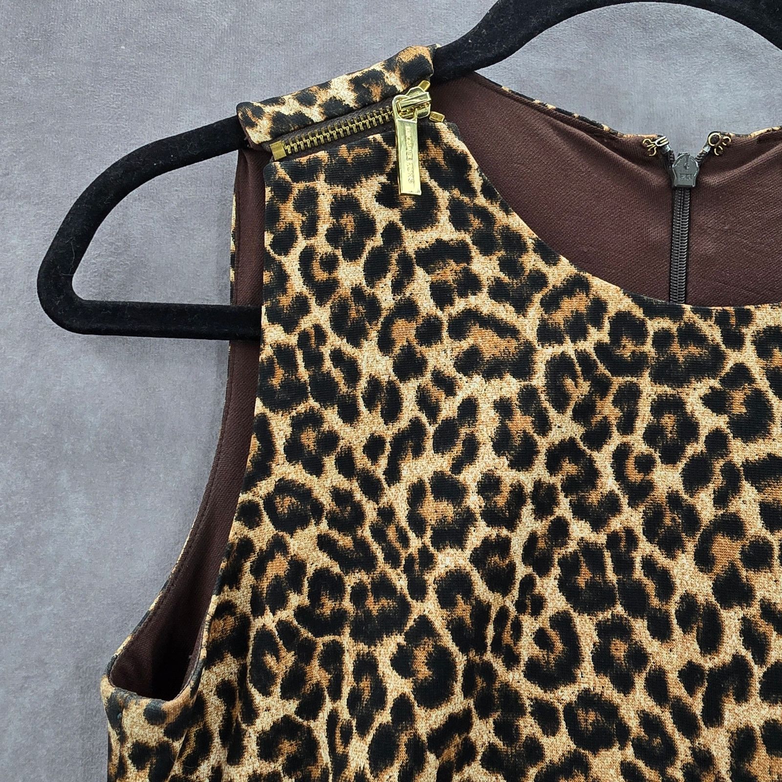 Michael Kors Michael Kors Brown Animal Print Flare Pleat Dress 4 Size S / US 4 / IT 40 - 8 Thumbnail
