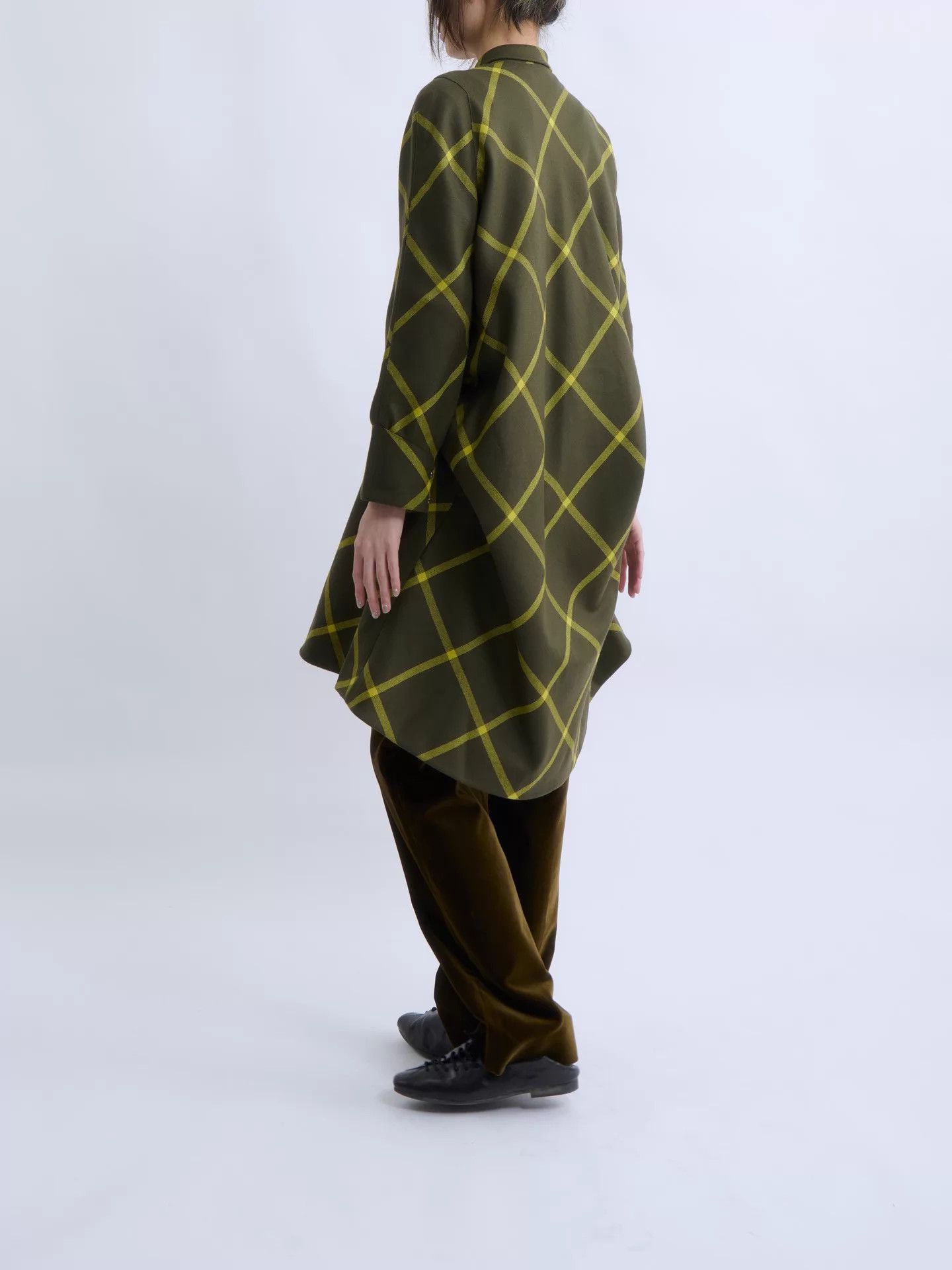 Thierry Mugler Thierry Mugler 80s-90s Yellow-Green Check Bow Dress Size XXL / US 16-18 / IT 52-54 - 3 Thumbnail