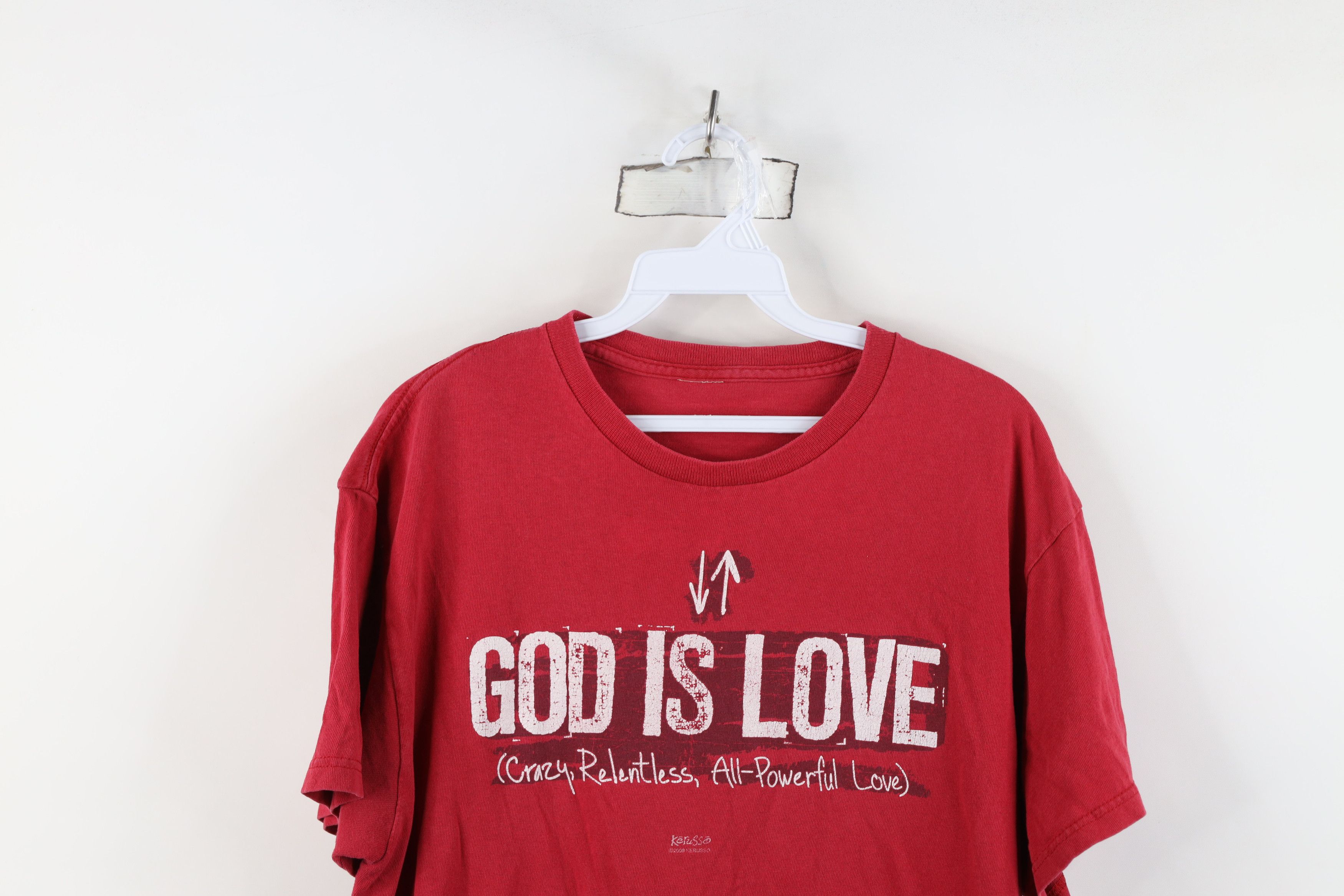 Vintage Vintage Y2K Streetwear God Is Love Christian T-Shirt Red Size US L / EU 52-54 / 3 - 2 Thumbnail