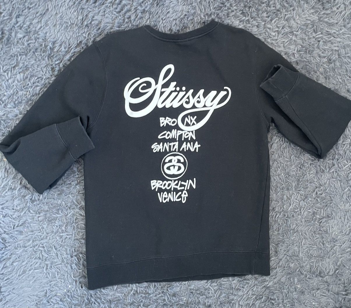 Stussy Men Size M Stussy World Tour Crew Black 22SS Sweatshirt Size US M / EU 48-50 / 2 - 4 Thumbnail