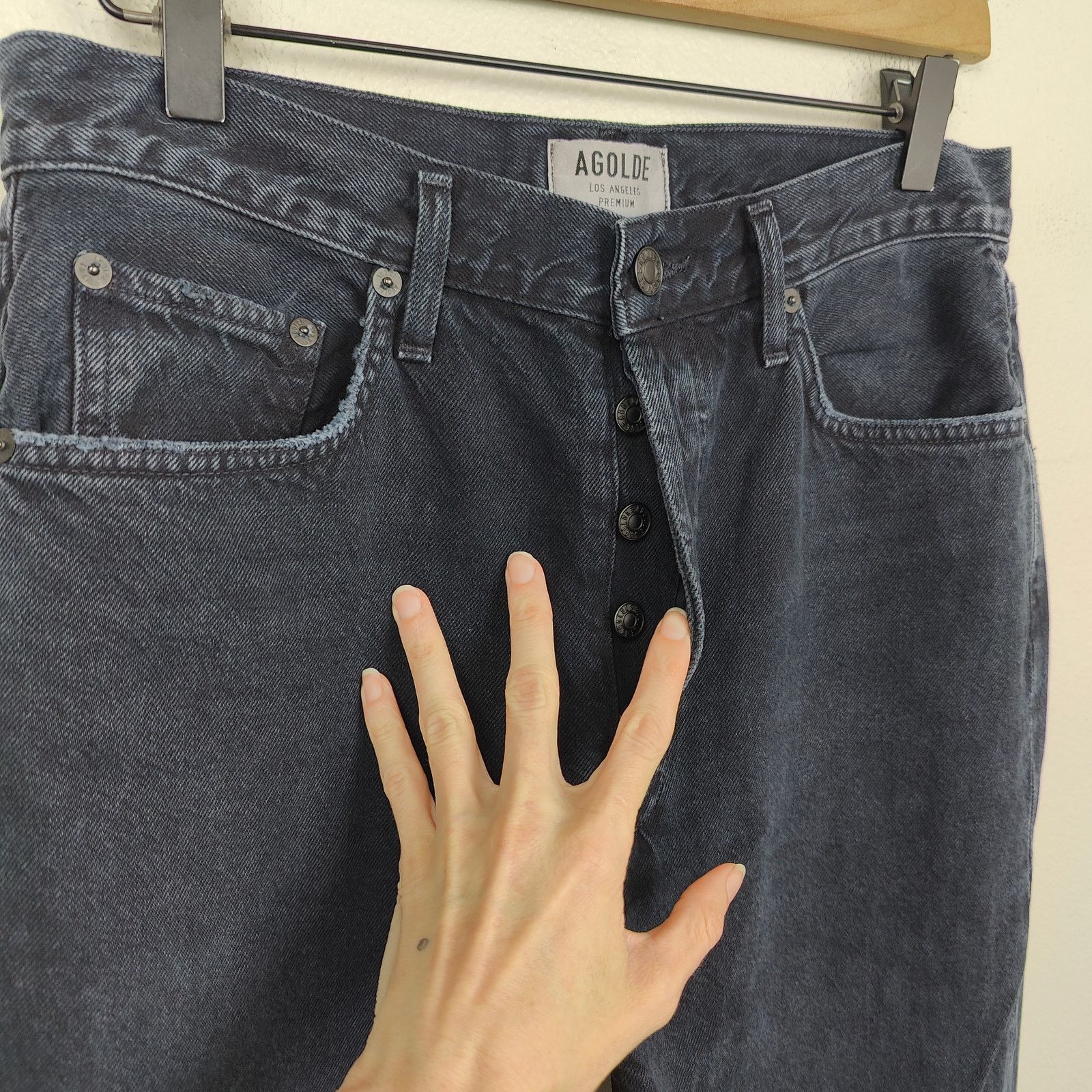 Agolde Agolde Riley High Rise Straight Crop Jeans Womens 29 Black Size 29" - 3 Thumbnail