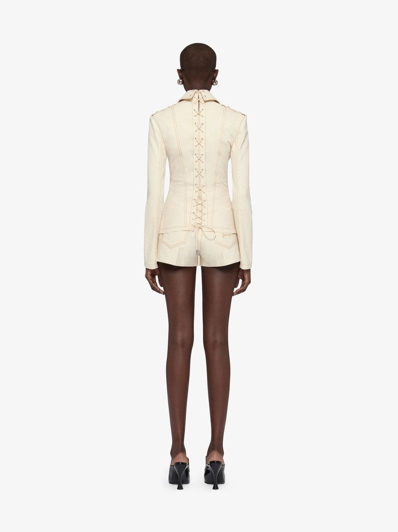 Givenchy o1w1db10326 Lace Up Denim Jacket in Ivory Size XS / US 0-2 / IT 36-38 - 3 Thumbnail