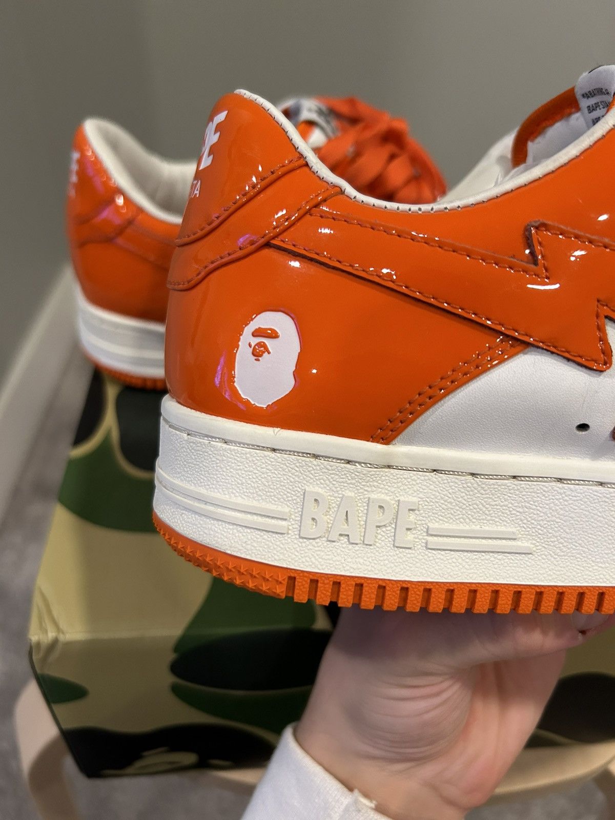Bape A Bathing Ape Original Bapesta Low 'Orange White' Size US 10 / EU 43 - 6 Thumbnail