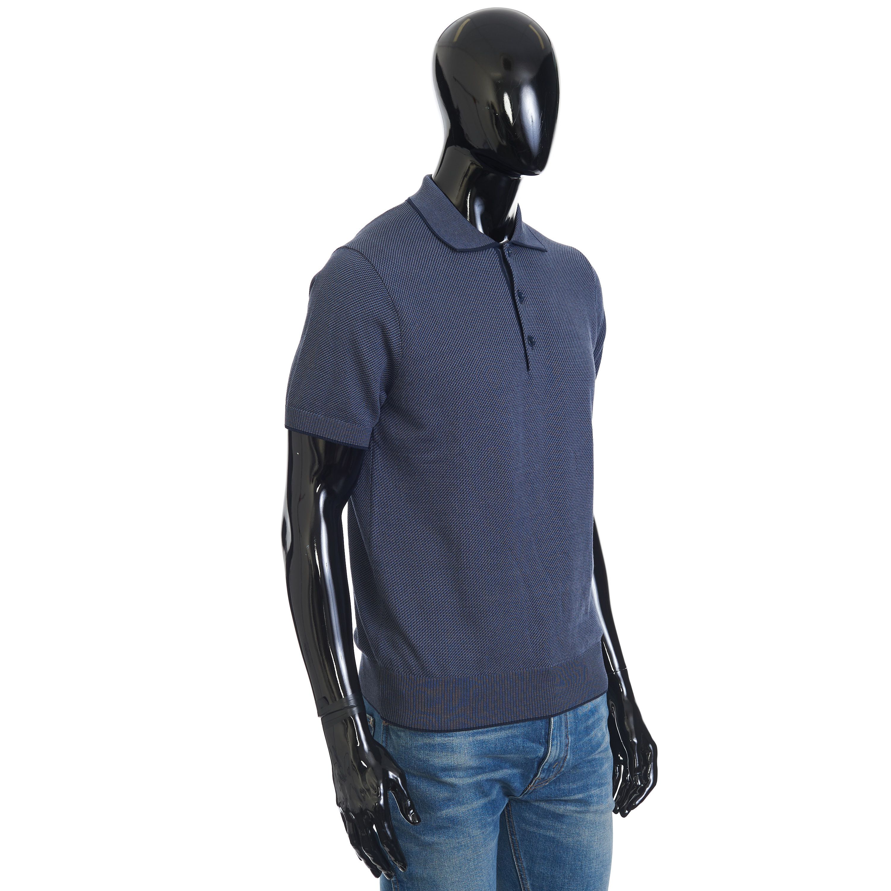 Brioni Polo Shirt In Medium Blue Sea Island Cotton Size US S / EU 44-46 / 1 - 9 Thumbnail