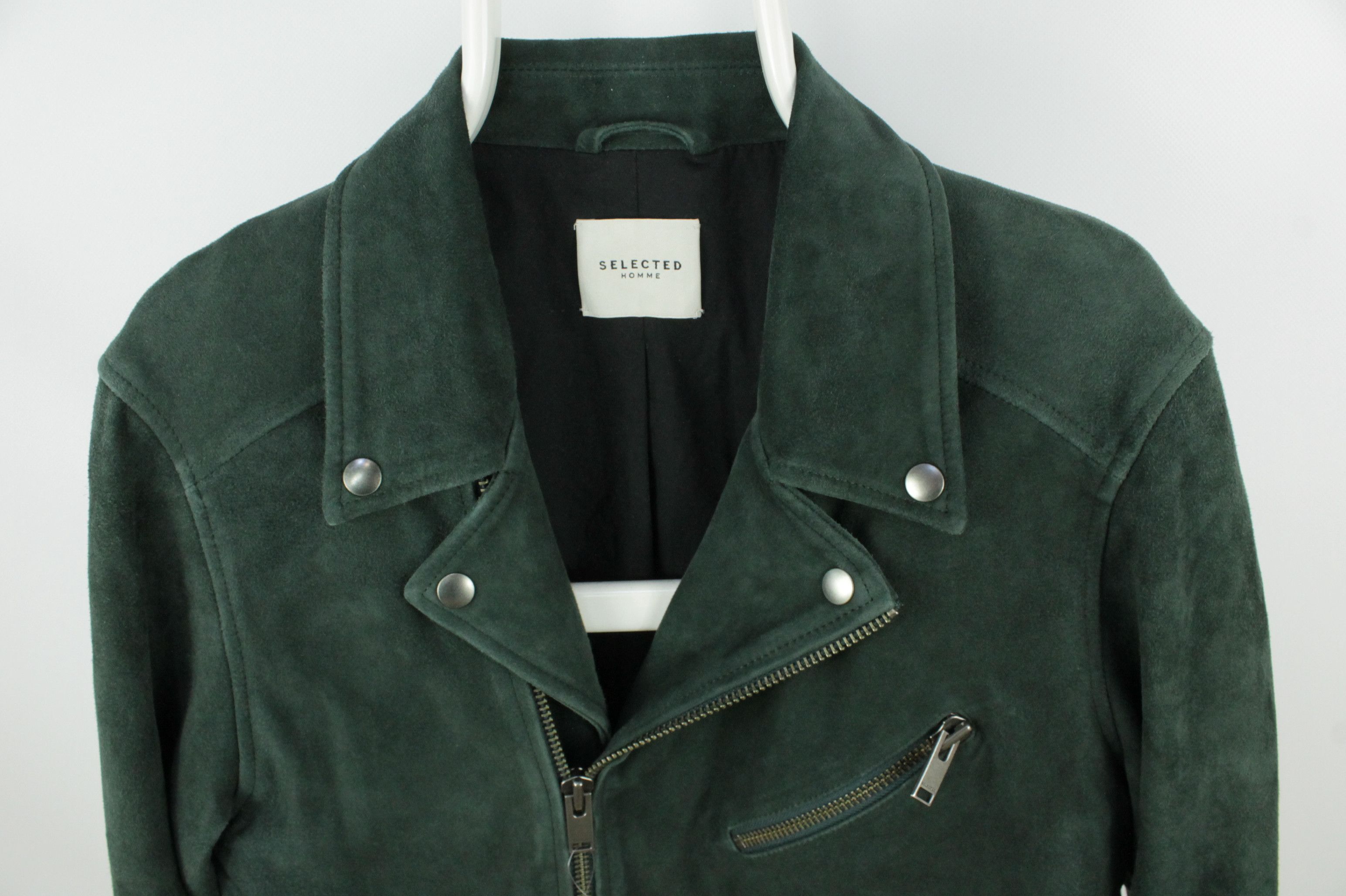 Selected Homme Selected Homme The Iconic Biker Green Suede Leather Jacket Size US L / EU 52-54 / 3 - 2 Thumbnail