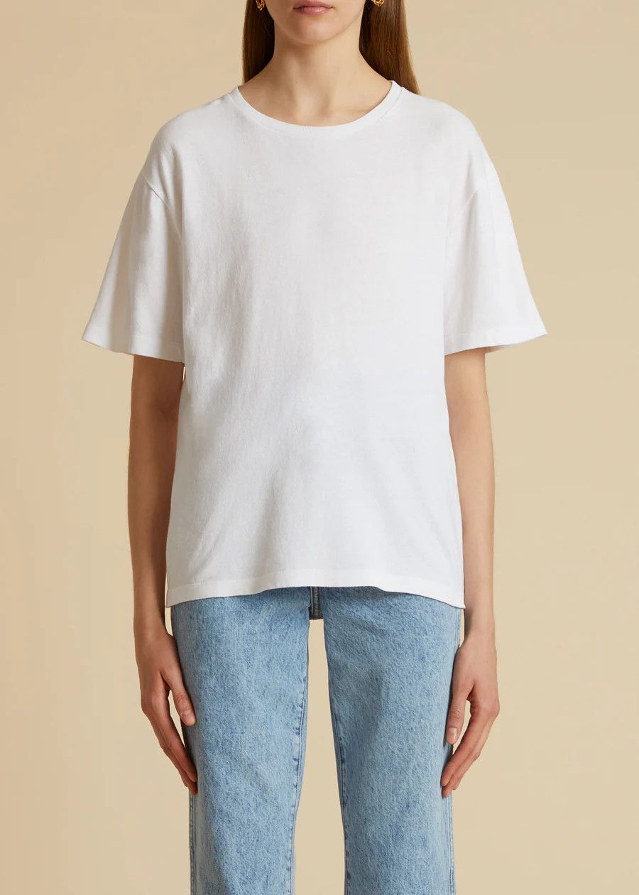 KHAITE o1s22i1n0724 Mae T-Shirt in White Size XS / US 0-2 / IT 36-38 - 2 Thumbnail